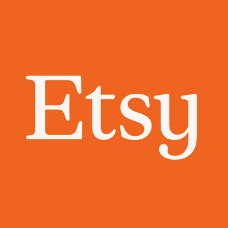 Logo Etsy met witte letters op oranje achtergrond