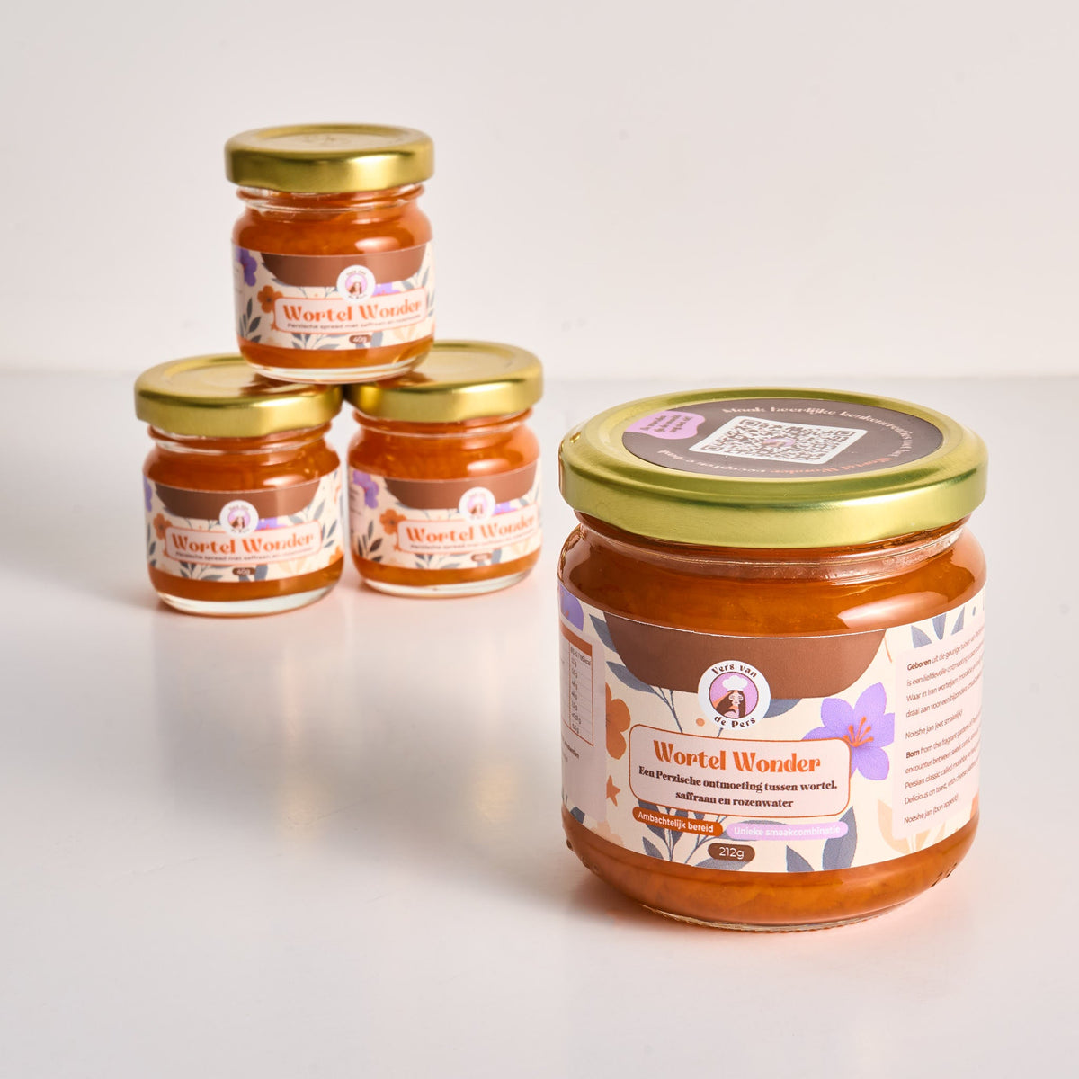 Wortel Wonder Sharing is Caring bundel - 1 grote pot (212g) en 3 mini's (40g) - Vers van de Pers Food